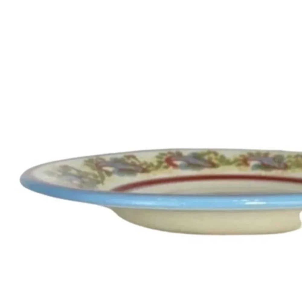 Pottery Barn Dinner Plate Bowl Sausalito Paisley 12.5 Pasta Cream Red Green